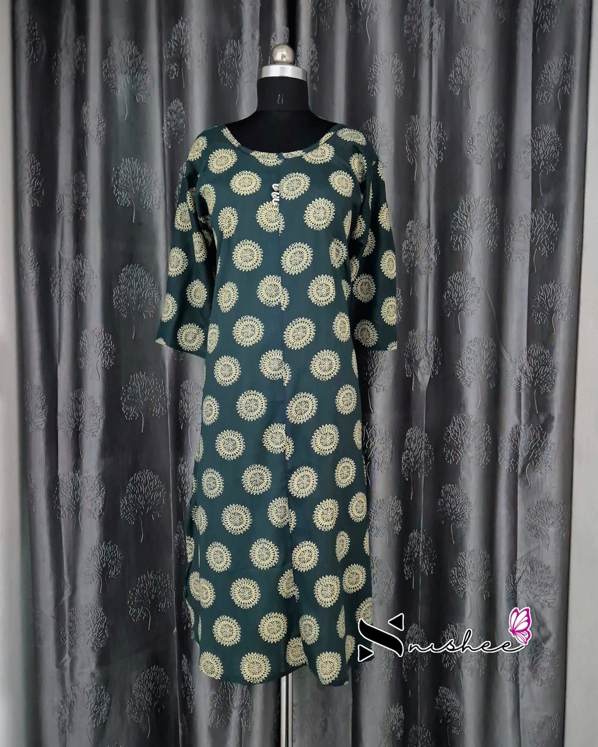 Green Mandala A Line Plus Size Kurti