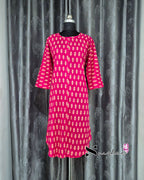 Pink Motif Print A Line Plus Size Kurti