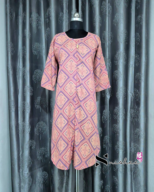 Pink Diamonds A Line Plus Size Kurti