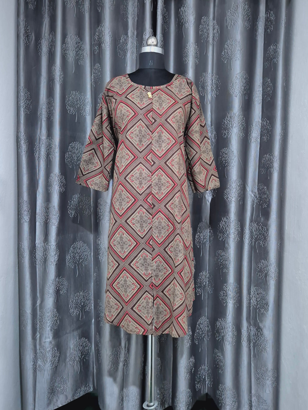 Brown Diamonds A Line Plus Size Kurti