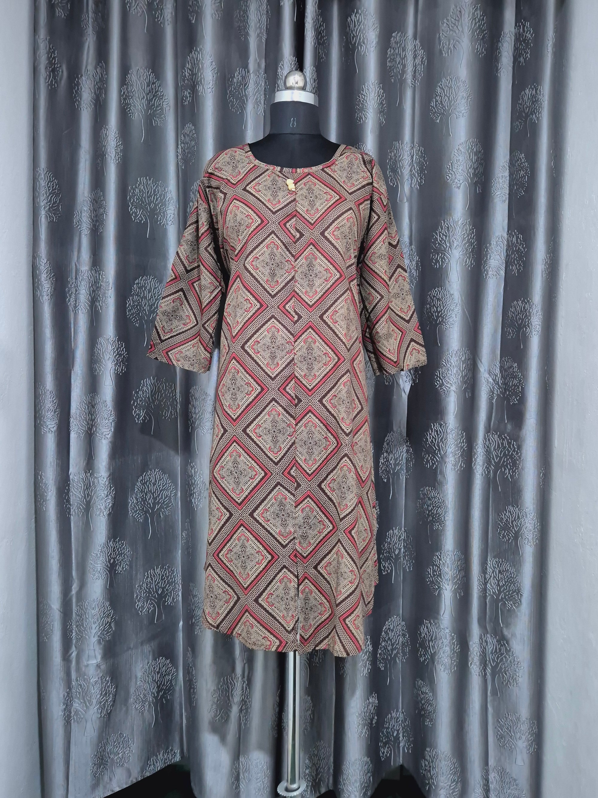 Brown Diamonds A Line Plus Size Kurti
