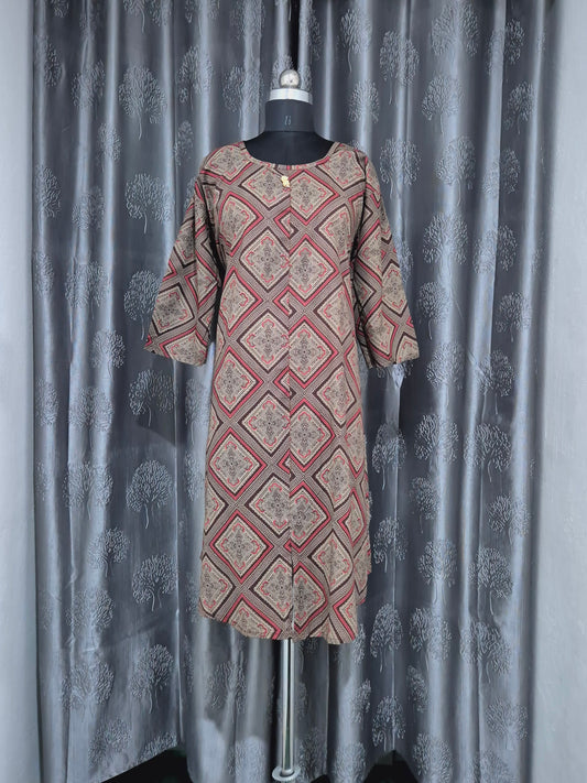 Brown Diamonds A Line Plus Size Kurti