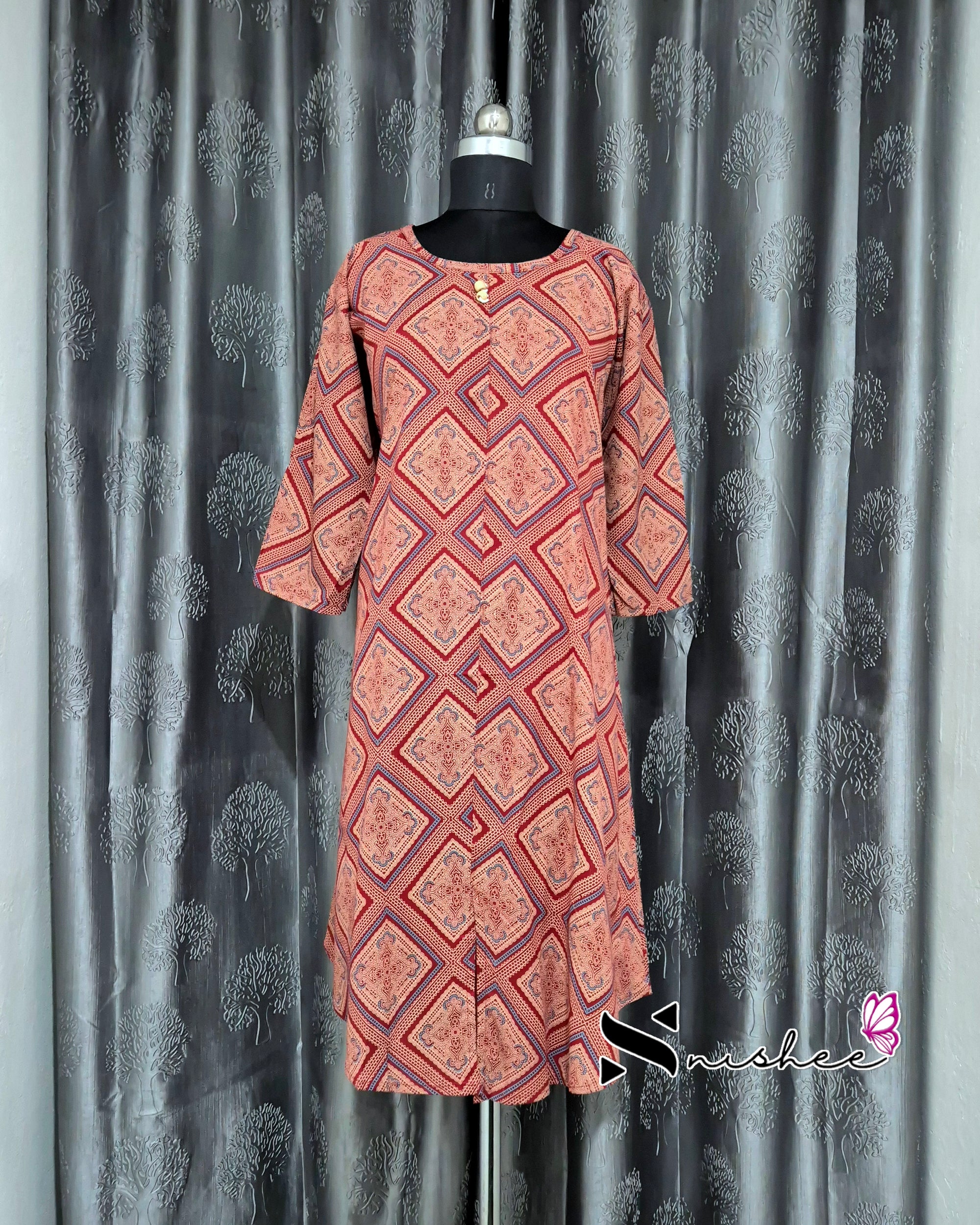 Red Diamonds A Line Plus Size Kurti