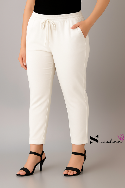 White Straight Cut Kurti Pant