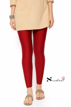 Red Ankle Length Shimmer Pant