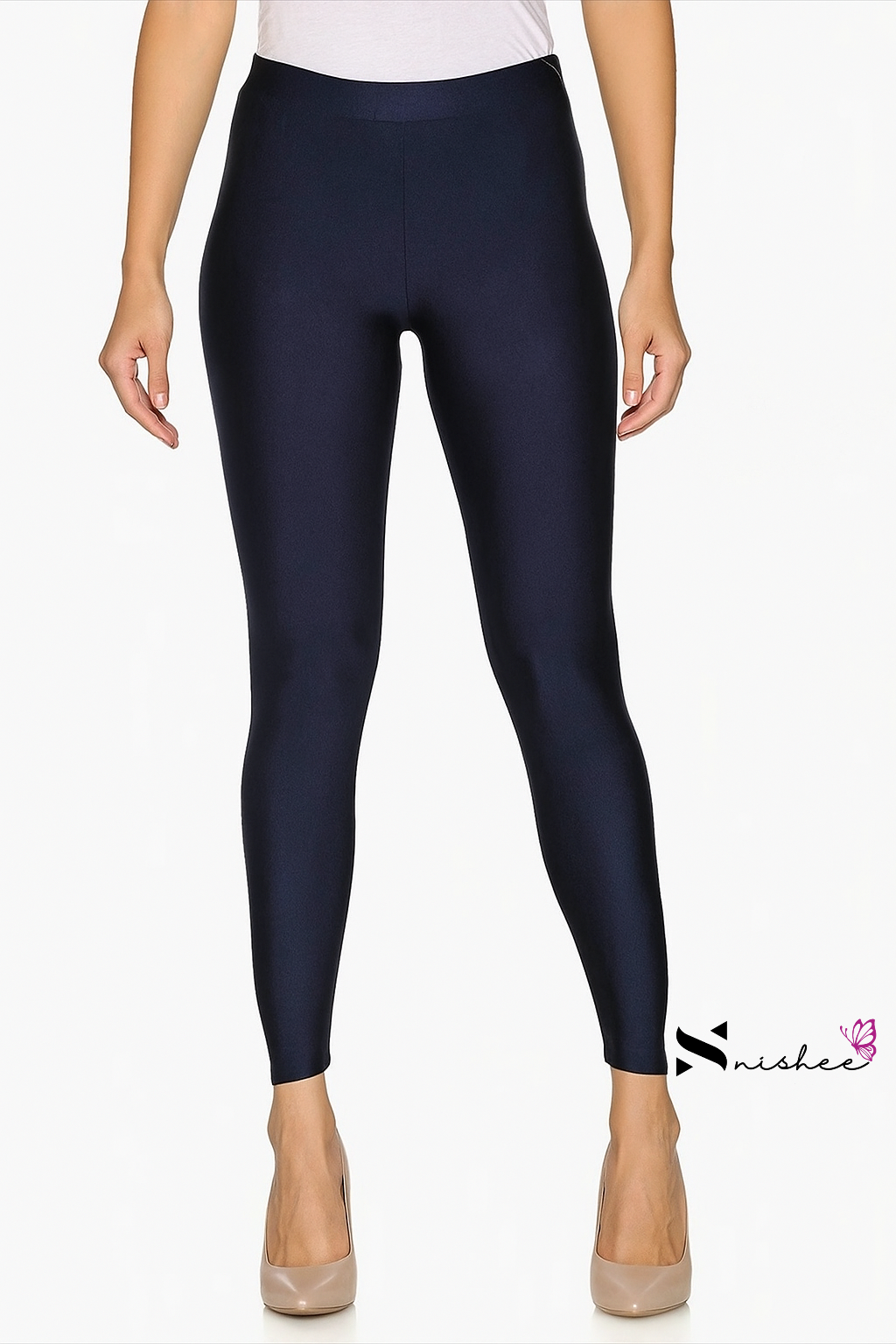 Navy Blue Ankle Length Shimmer Pant