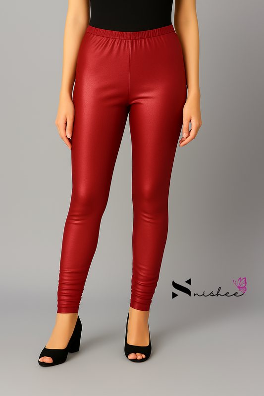 Red Full Length Shimmer Pant